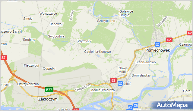 mapa Kosewo gmina Pomiechówek, Kosewo gmina Pomiechówek na mapie Targeo