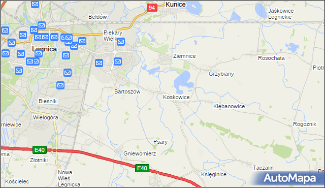 mapa Koskowice, Koskowice na mapie Targeo