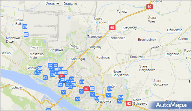 mapa Kostrogaj, Kostrogaj na mapie Targeo