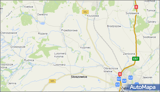 mapa Koziniec gmina Ząbkowice Śląskie, Koziniec gmina Ząbkowice Śląskie na mapie Targeo