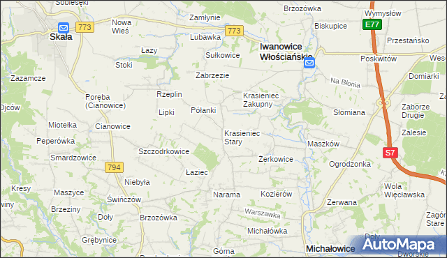 mapa Krasieniec Stary, Krasieniec Stary na mapie Targeo