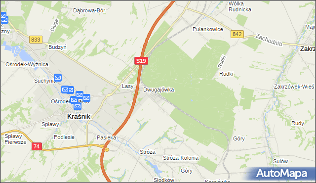 mapa Kraśnik powiat kraśnicki, Kraśnik powiat kraśnicki na mapie Targeo