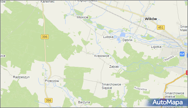 mapa Krasowice, Krasowice na mapie Targeo