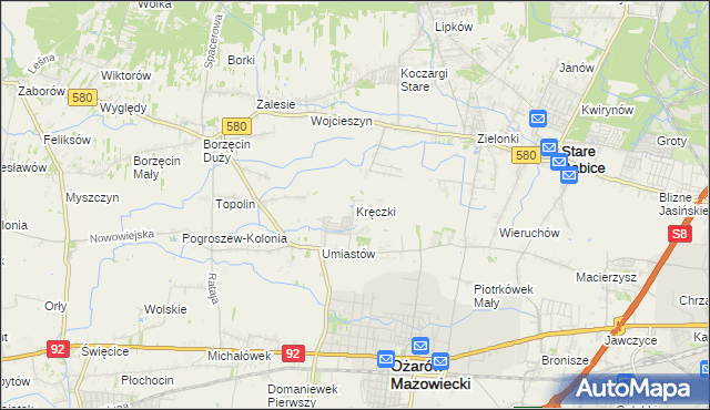 mapa Kręczki, Kręczki na mapie Targeo