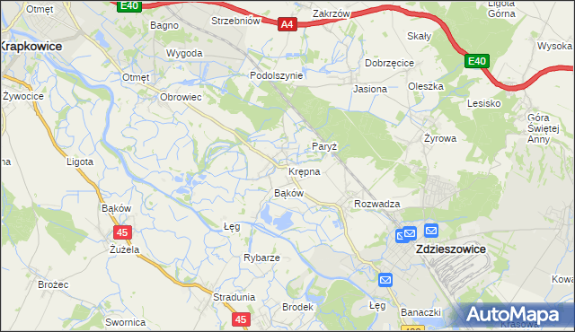 mapa Krępna, Krępna na mapie Targeo