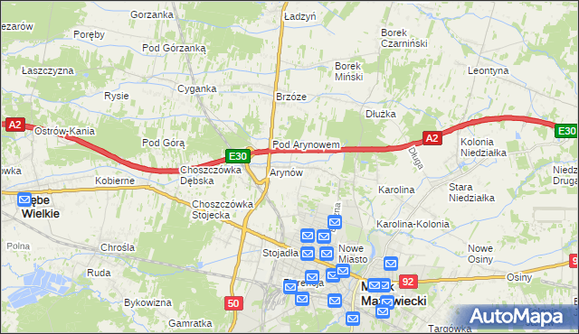 mapa Królewiec gmina Mińsk Mazowiecki, Królewiec gmina Mińsk Mazowiecki na mapie Targeo