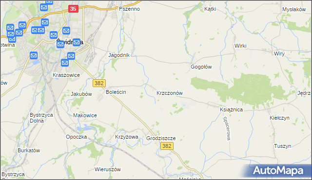 mapa Krzczonów gmina Świdnica, Krzczonów gmina Świdnica na mapie Targeo