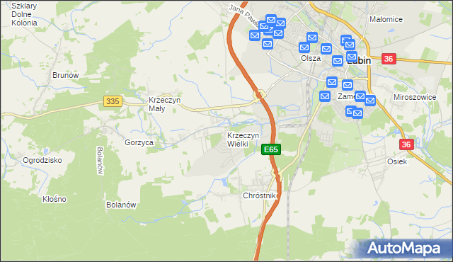 mapa Krzeczyn Wielki, Krzeczyn Wielki na mapie Targeo