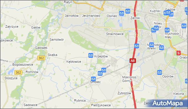 mapa Krzeptów, Krzeptów na mapie Targeo