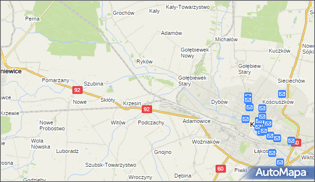 mapa Krzesinówek, Krzesinówek na mapie Targeo