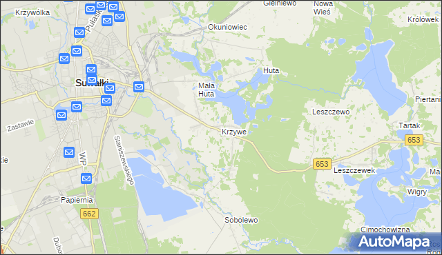 mapa Krzywe gmina Suwałki, Krzywe gmina Suwałki na mapie Targeo