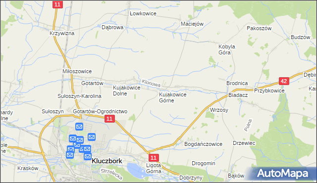 mapa Kujakowice Górne, Kujakowice Górne na mapie Targeo