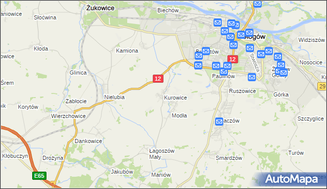 mapa Kurowice gmina Jerzmanowa, Kurowice gmina Jerzmanowa na mapie Targeo