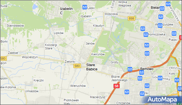 mapa Kwirynów gmina Stare Babice, Kwirynów gmina Stare Babice na mapie Targeo