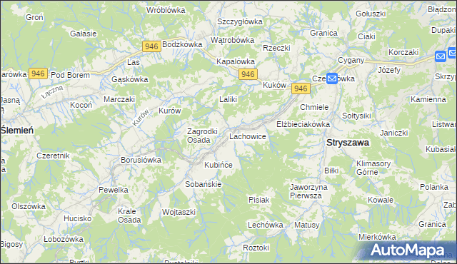 mapa Lachowice, Lachowice na mapie Targeo