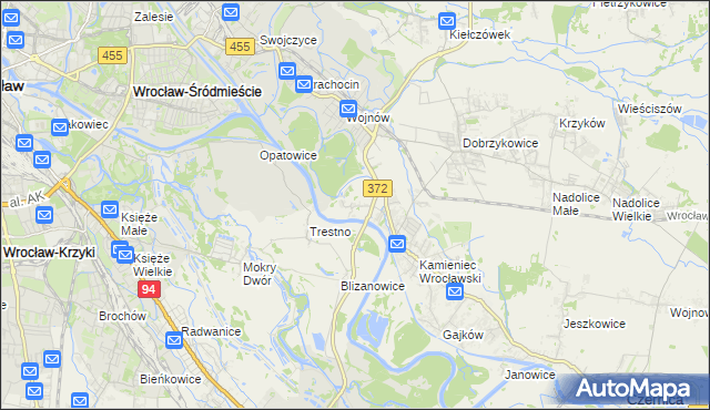 mapa Łany gmina Czernica, Łany gmina Czernica na mapie Targeo