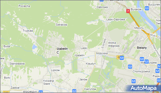 mapa Laski gmina Izabelin, Laski gmina Izabelin na mapie Targeo