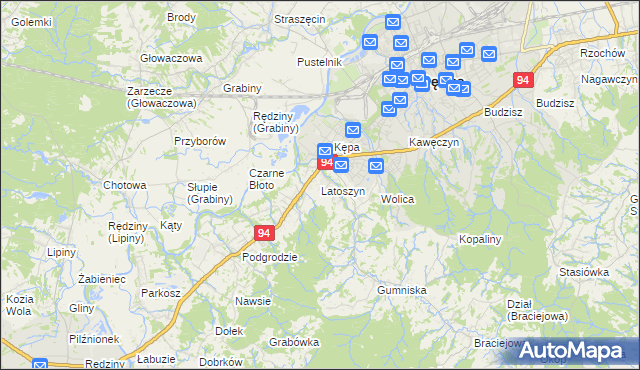 mapa Latoszyn, Latoszyn na mapie Targeo