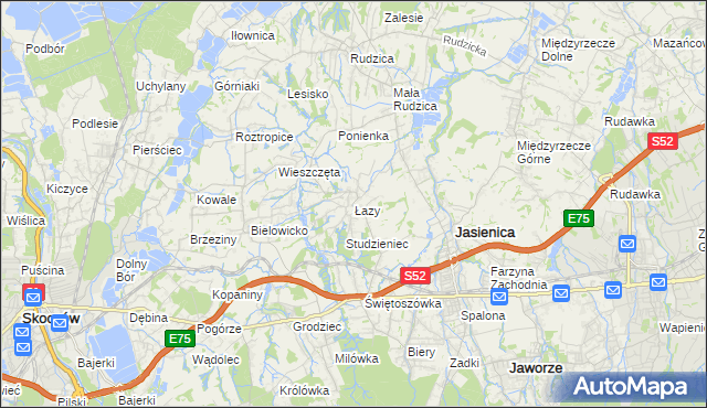 mapa Łazy gmina Jasienica, Łazy gmina Jasienica na mapie Targeo