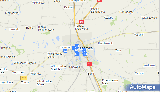 mapa Łęczyca, Łęczyca na mapie Targeo
