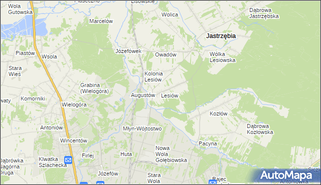 mapa Lesiów, Lesiów na mapie Targeo