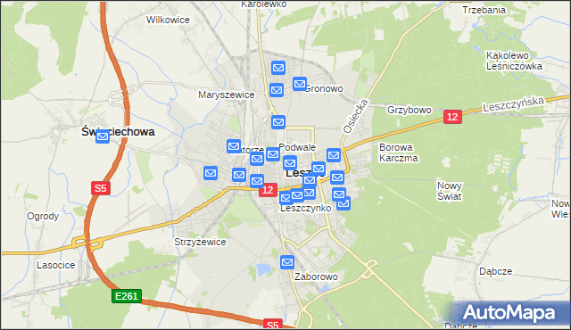 mapa Leszno, Leszno na mapie Targeo