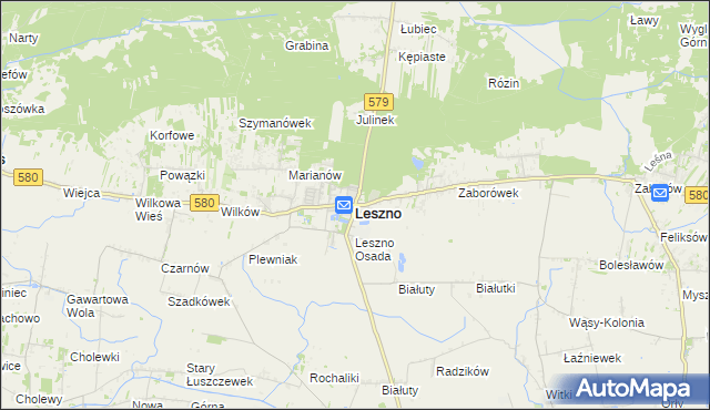 mapa Leszno powiat warszawski zachodni, Leszno powiat warszawski zachodni na mapie Targeo
