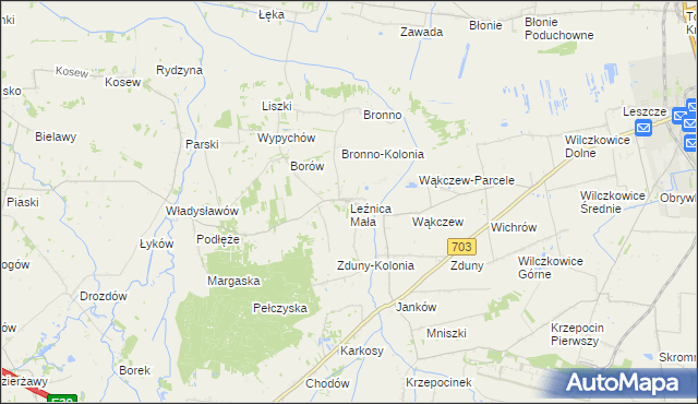 mapa Leźnica Mała, Leźnica Mała na mapie Targeo
