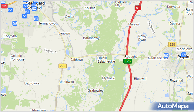 mapa Lipinki Szlacheckie, Lipinki Szlacheckie na mapie Targeo
