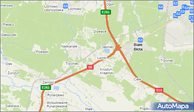 mapa Lipniki gmina Białe Błota, Lipniki gmina Białe Błota na mapie Targeo