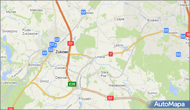 mapa Lniska, Lniska na mapie Targeo