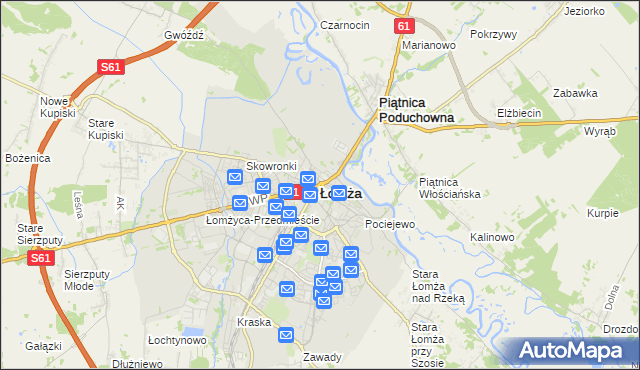 mapa Łomży, Łomża na mapie Targeo