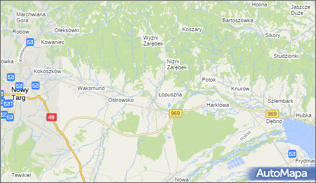 mapa Łopuszna, Łopuszna na mapie Targeo