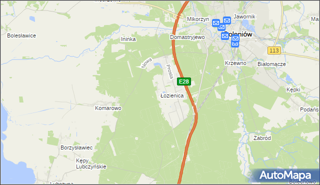 mapa Łozienica, Łozienica na mapie Targeo