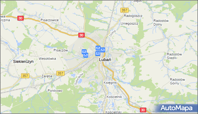 mapa Lubań, Lubań na mapie Targeo