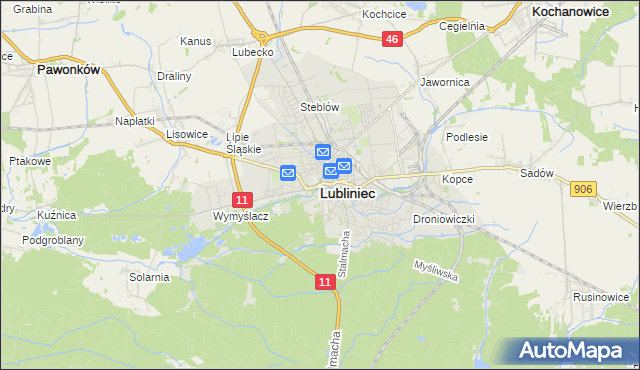 mapa Lubliniec, Lubliniec na mapie Targeo