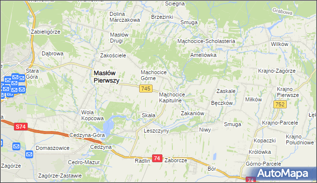 mapa Mąchocice Kapitulne, Mąchocice Kapitulne na mapie Targeo