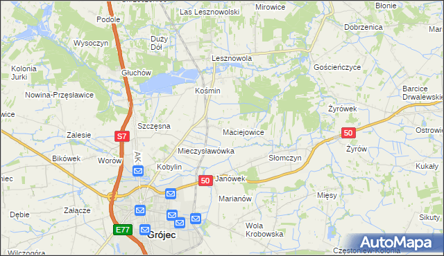 mapa Maciejowice gmina Grójec, Maciejowice gmina Grójec na mapie Targeo
