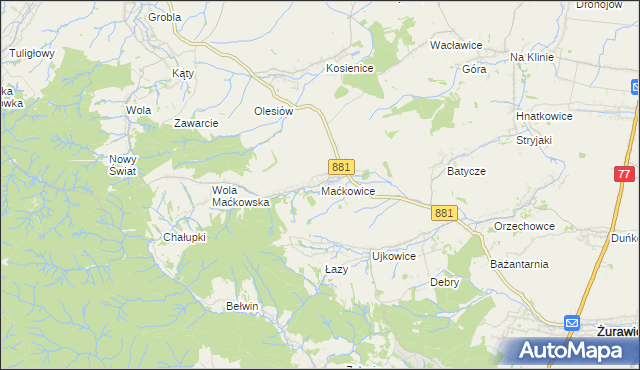 mapa Maćkowice, Maćkowice na mapie Targeo