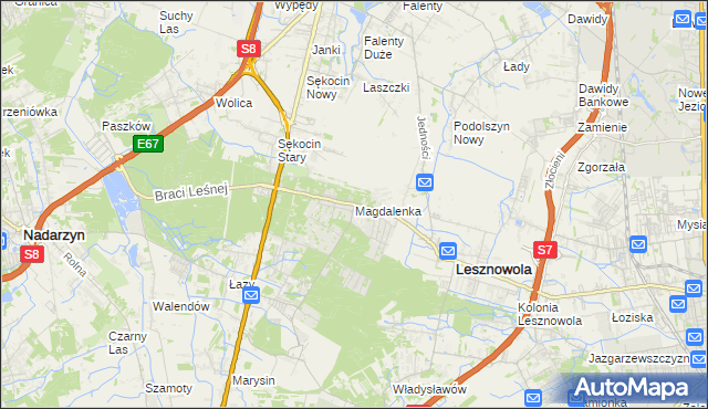 mapa Magdalenka gmina Lesznowola, Magdalenka gmina Lesznowola na mapie Targeo