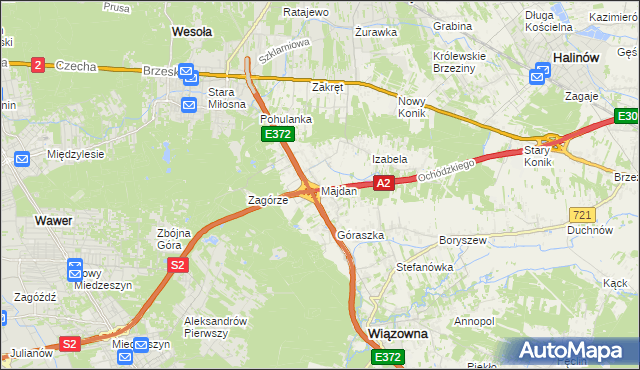 mapa Majdan gmina Wiązowna, Majdan gmina Wiązowna na mapie Targeo