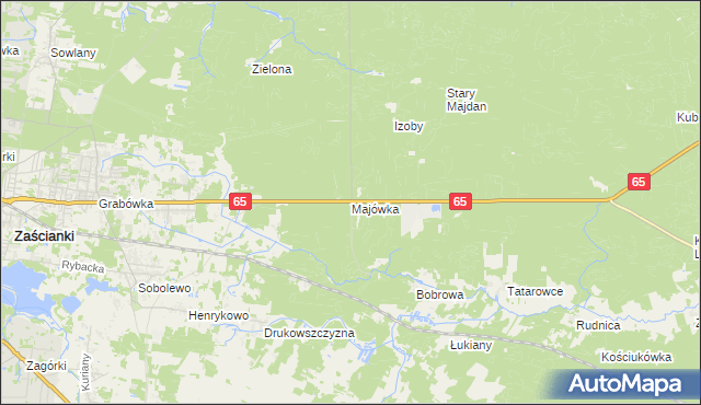 mapa Majówka gmina Supraśl, Majówka gmina Supraśl na mapie Targeo