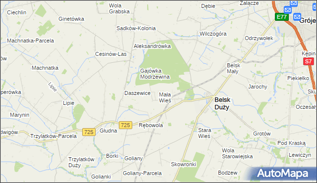 mapa Mała Wieś gmina Belsk Duży, Mała Wieś gmina Belsk Duży na mapie Targeo