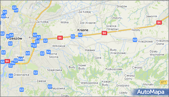 mapa Malawa gmina Krasne, Malawa gmina Krasne na mapie Targeo