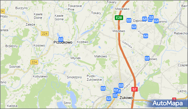 mapa Małkowo, Małkowo na mapie Targeo