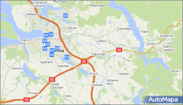 mapa Marciniaki, Marciniaki na mapie Targeo