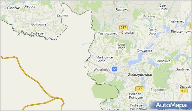 mapa Marklowice Górne, Marklowice Górne na mapie Targeo