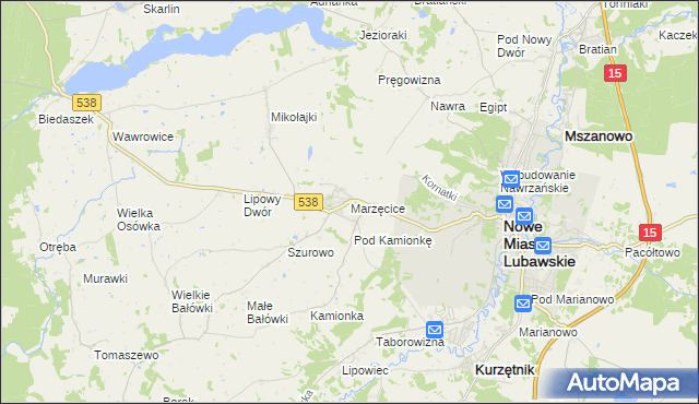 mapa Marzęcice gmina Kurzętnik, Marzęcice gmina Kurzętnik na mapie Targeo