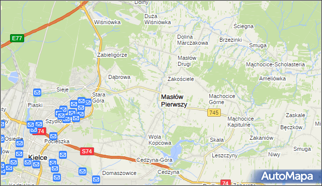 mapa Masłów Pierwszy, Masłów Pierwszy na mapie Targeo