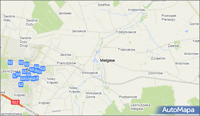 mapa Mełgiew, Mełgiew na mapie Targeo